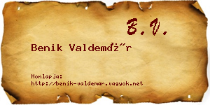 Benik Valdemár névjegykártya